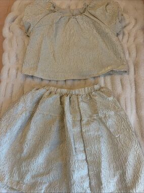H&M Light Sage Textured Two-Piece Formal Dress Set